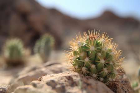 closeup of a cactus growing in the desertの素材