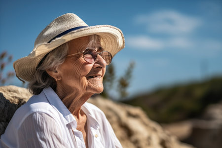 portrait of a senior woman enjoying the day outdoorsの素材
