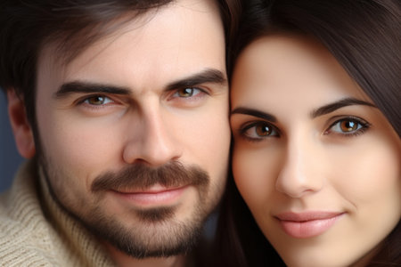 closeup portrait of an affectionate coupleの素材