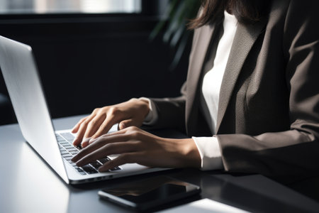cropped shot of a businesswoman using her laptop at workの素材
