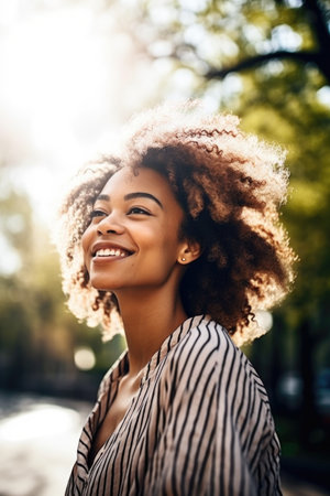 shot of an attractive young woman enjoying a day outdoorsの素材