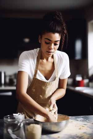 shot of a young woman baking in the kitchenの素材