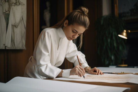 ethical fashion designer at work, creating unique and sustainable designsの素材