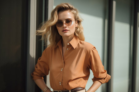 image of woman, looking confident and stylish in ethical brand outfitの素材