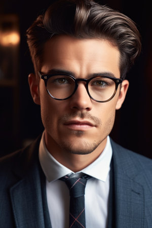 cropped shot of a handsome young businessman looking at the camera over his glassesの素材