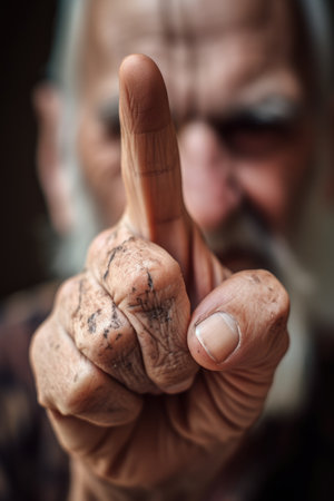 closeup shot of an unrecognizable individual showing you their middle fingerの素材
