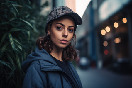 shot of an attractive young woman in urban clothingの素材
