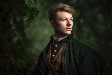 portrait of a young british lord in traditional irish attireの素材