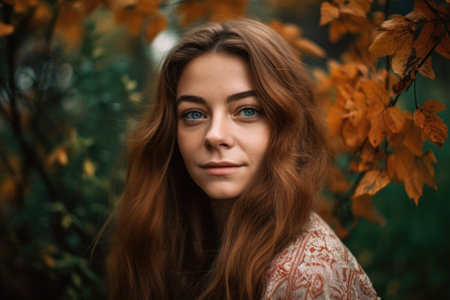 portrait of a beautiful young woman outsideの素材