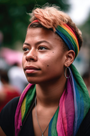 portrait of a young woman at an lgbtq pride eventの素材