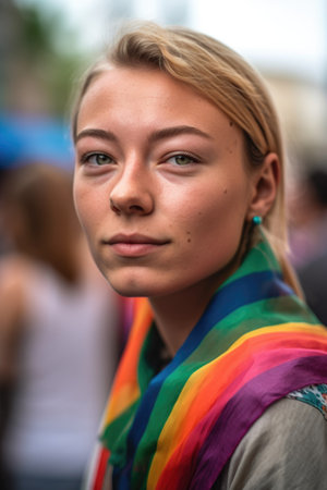 portrait of a young woman at an lgbtq pride eventの素材