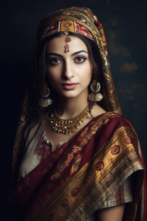 cropped shot of a beautiful young woman in ethnic clothingの素材