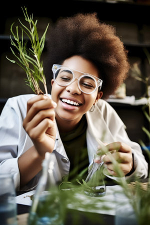 shot of a young woman having fun while learning about the environmentの素材
