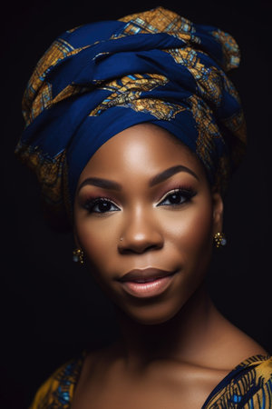 cropped shot of a young woman wearing an african headwrapの素材