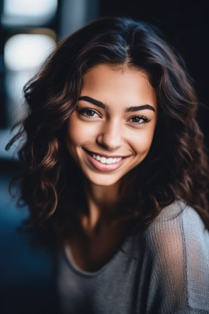 shot of a beautiful young woman smiling at the cameraの素材