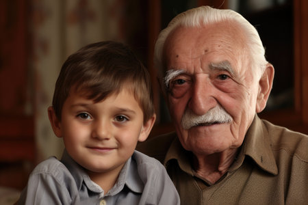 portrait of a grandfather spending quality time with his grandson at homeの素材