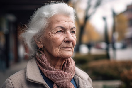 shot of an older woman standing outsideの素材