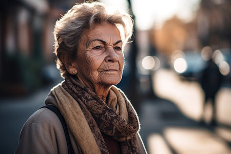 shot of an older woman standing outsideの素材