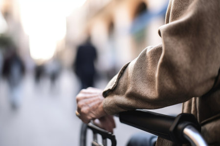 cropped shot of an unrecognizable man using a wheelchairの素材