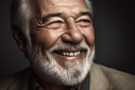 attractive senior man smiling and laughingの素材
