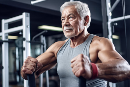 cropped shot of a senior man in the gymの素材