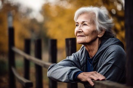 shot of a senior woman taking a break while exercising outdoorsの素材