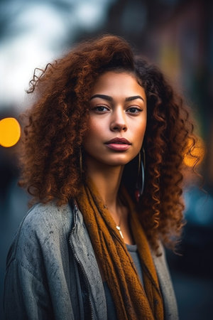 shot of a beautiful young woman standing outsideの素材