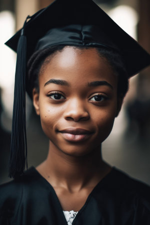 cropped portrait of a female student on graduation dayの素材