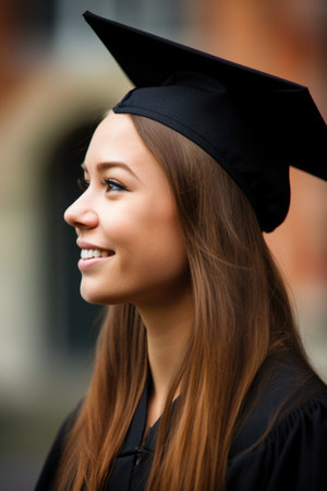 profile shot of a happy university student on graduation dayの素材