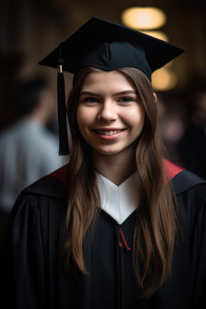 portrait of a happy female student on graduation dayの素材