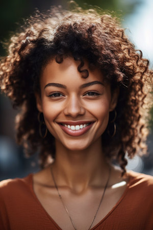 cropped shot of a beautiful young woman smiling at the cameraの素材