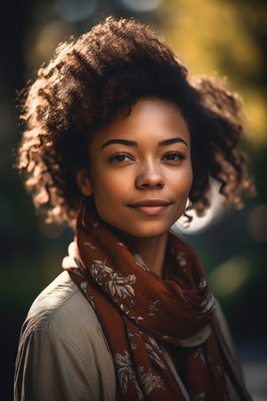 shot of a beautiful young woman standing outsideの素材