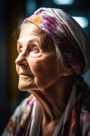 cropped shot of a senior woman in hospitalの素材