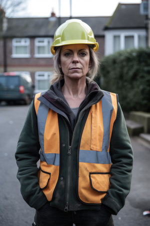 shot of an unrecognisable female contractor standing outsideの素材