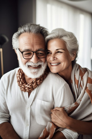 shot of a cheerful senior couple embracing at homeの素材