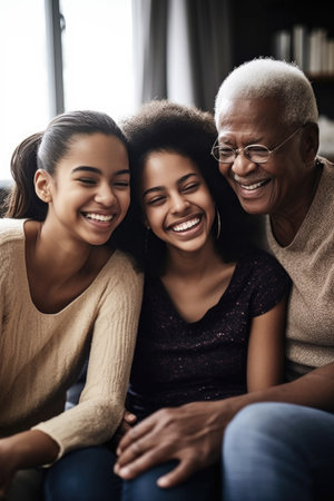 shot of a young woman spending time with her daughter and grandparentsの素材