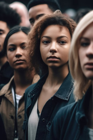 cropped shot of a group of protesting activistsの素材