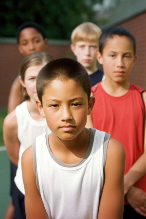 portrait of a group of young athletes getting ready for the dayの素材