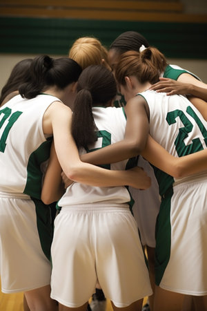 shot of a team standing together in a huddleの素材
