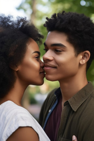 cropped shot of an affectionate young couple standing outdoors togetherの素材