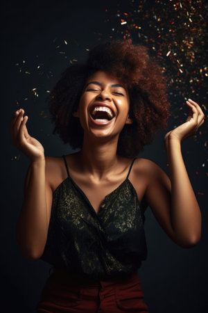 shot of a beautiful young woman celebrating successの素材
