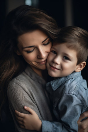shot of a mother hugging her little sonの素材