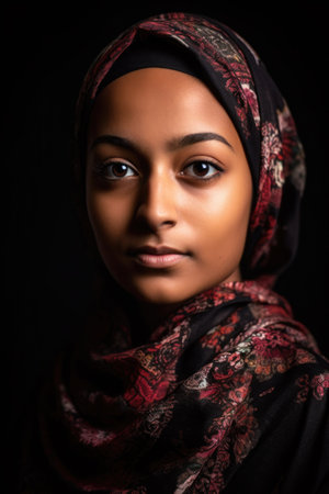 shot of a young muslim woman looking thoughtfully at the cameraの素材