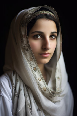 shot of a young woman wearing traditional muslim attireの素材