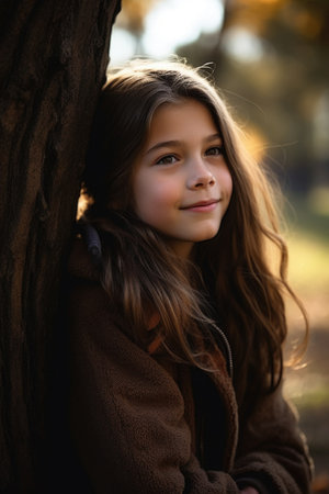 portrait of a confident young girl enjoying the outdoorsの素材
