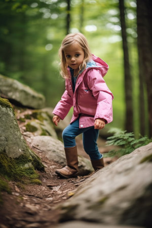 shot of a little girl spending the day outdoors on a hikeの素材