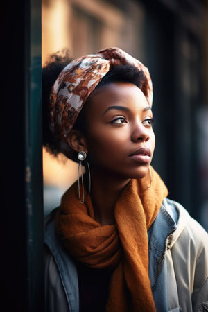 shot of a young woman standing outsideの素材