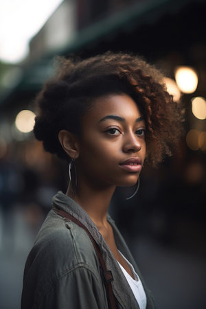 shot of a young woman standing outsideの素材