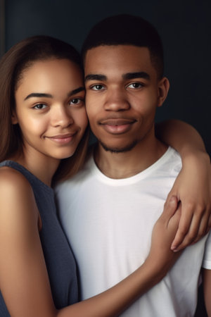 shot of a young couple looking at the camera and holding each otherの素材