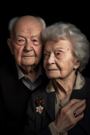 portrait of a senior woman being held by her husbandの素材